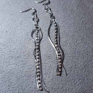 Beautiful long pave crystal earrings